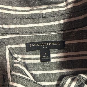 Banana Republic Charcoal and White Striped Top